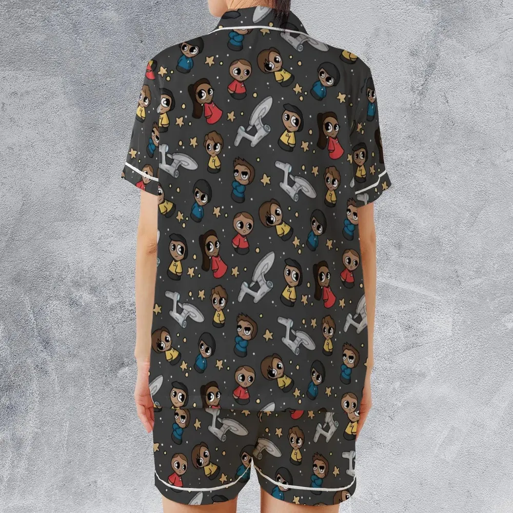 Cute Space Star Trek Satin Short-Sleeve Pajamas Set - 2