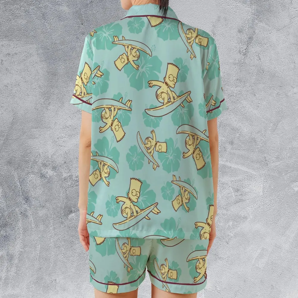 Surfing Simpsons The Simpsons Satin Short-Sleeve Pajamas Set - 2