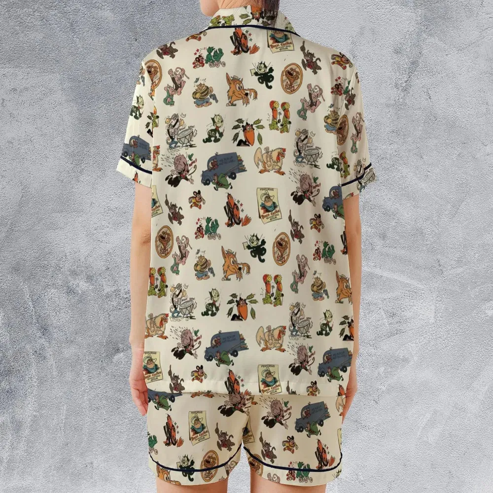 Nostalgia Terrytoons Characters Satin Short-Sleeve Pajamas Set - 2