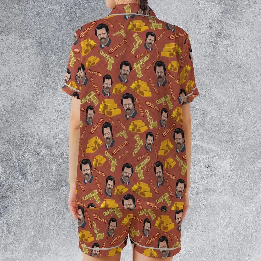 A Swan Song Parks and Recreation Satin Short-Sleeve Pajamas Set - 2