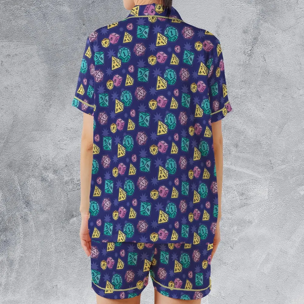 Pixel Dice DnD Satin Short-Sleeve Pajamas Set - 2
