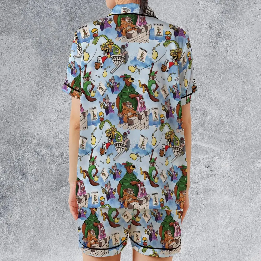 Robin Hood Characters Pattern Satin Short-Sleeve Pajamas Set - 2