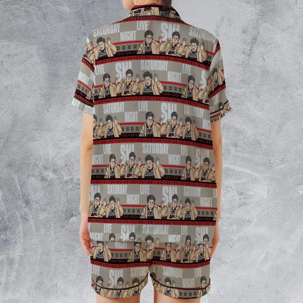 Drunk Uncle on the Holidays SNL Saturday Night Live Satin Short-Sleeve Pajamas Set - 2