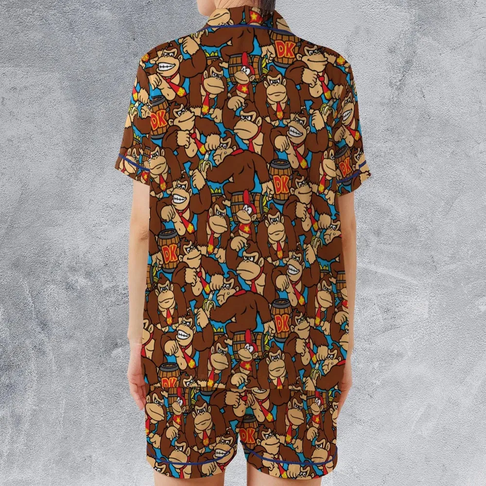 Donkey Kong Pattern Satin Short-Sleeve Pajamas Set - 2