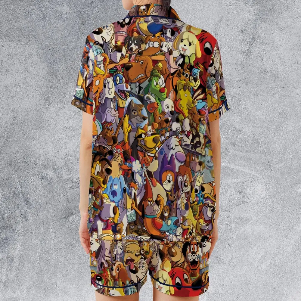 Dogs From Famous Cartoons Satin Short-Sleeve Pajamas Set - 2