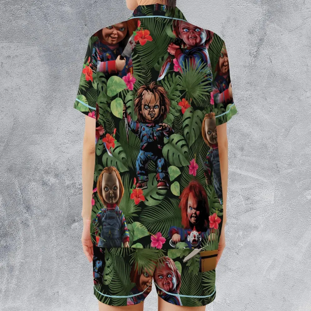 Chucky Just Wanna Have Fun Satin Short-Sleeve Pajamas Set - 2