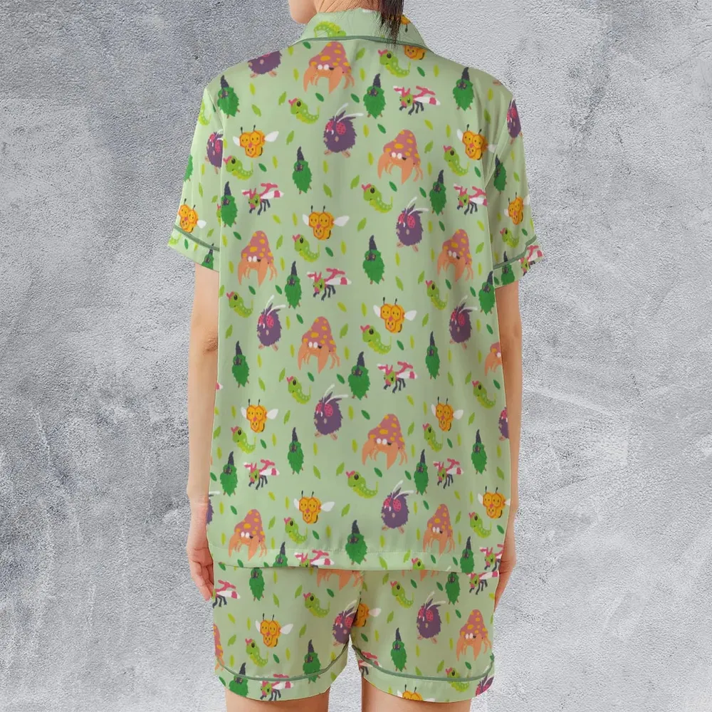 Bug Type Pokemon Pattern Satin Short-Sleeve Pajamas Set - 2