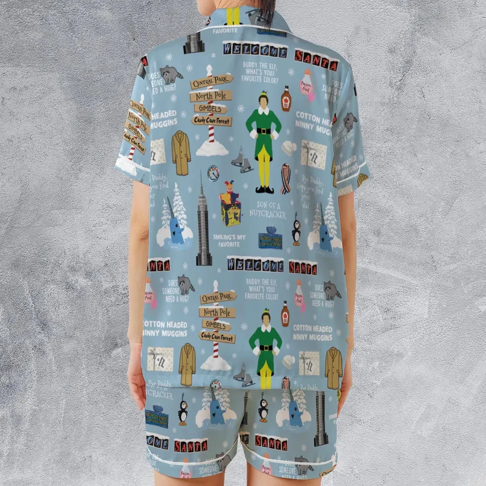 Buddy the ELF Quotes Christmas Satin Short-Sleeve Pajamas Set - 2