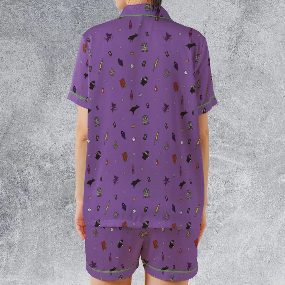 Barovia Dungeons and Dragons Pattern Satin Short-Sleeve Pajamas Set - 2