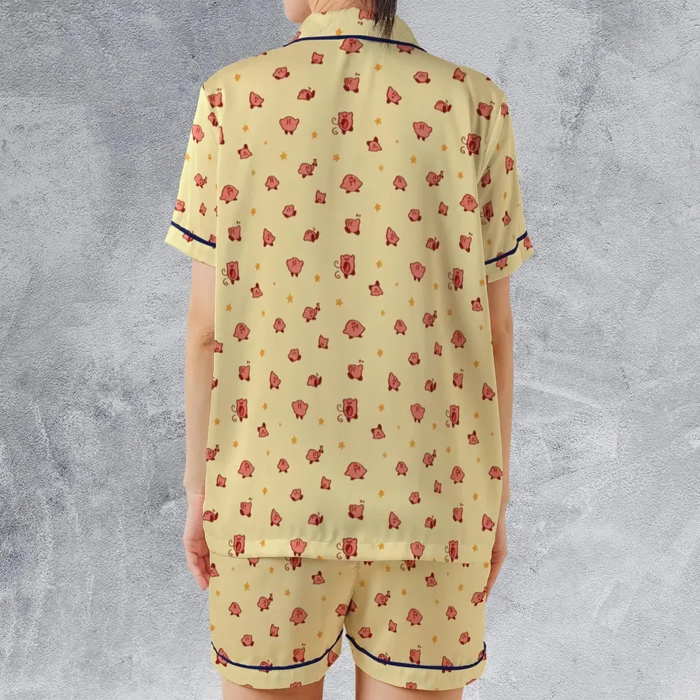 Nintendo Kirby Pattern Satin Short-Sleeve Pajamas Set - 2
