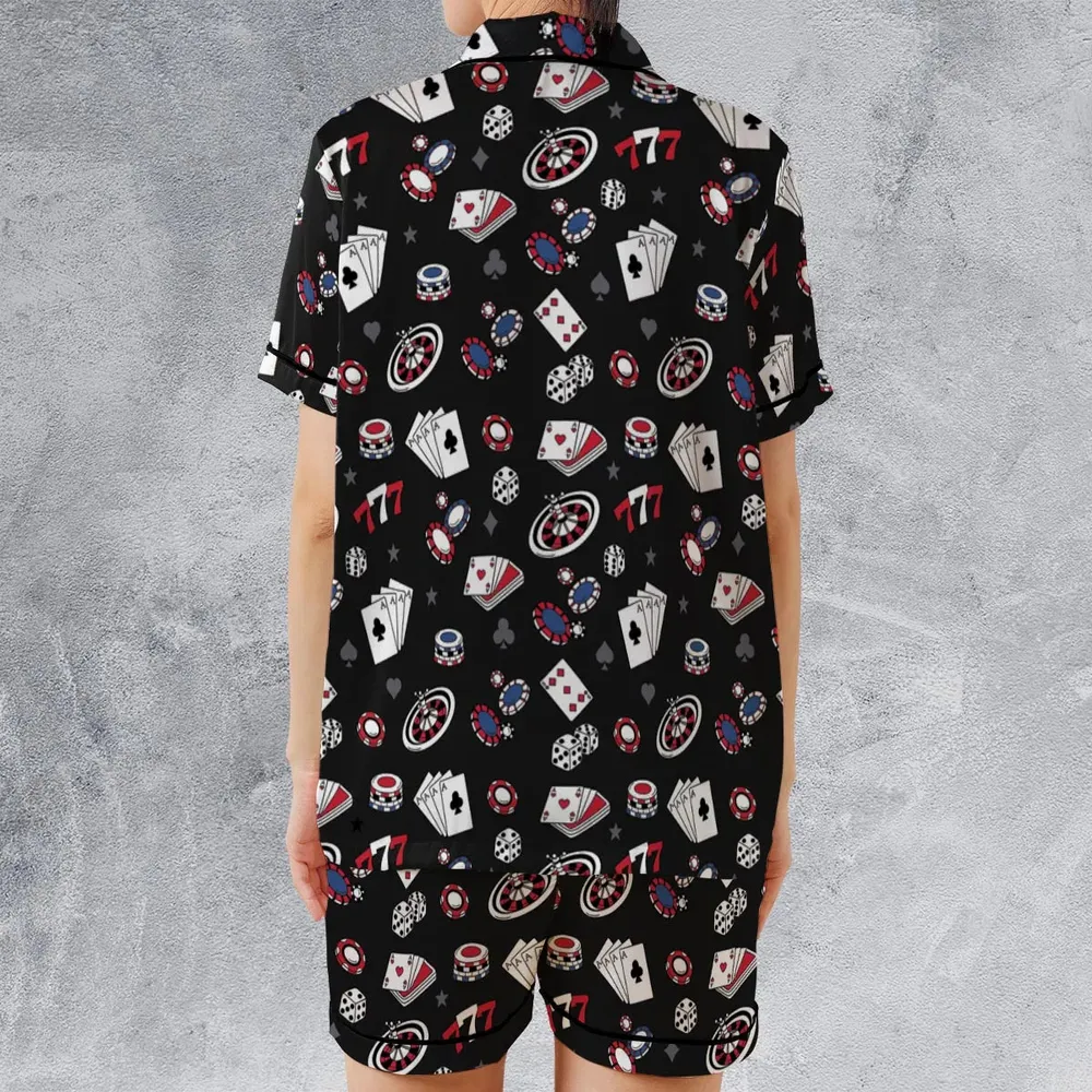 Vintage Poker Texas Hold’em Satin Short-Sleeve Pajamas Set - 2