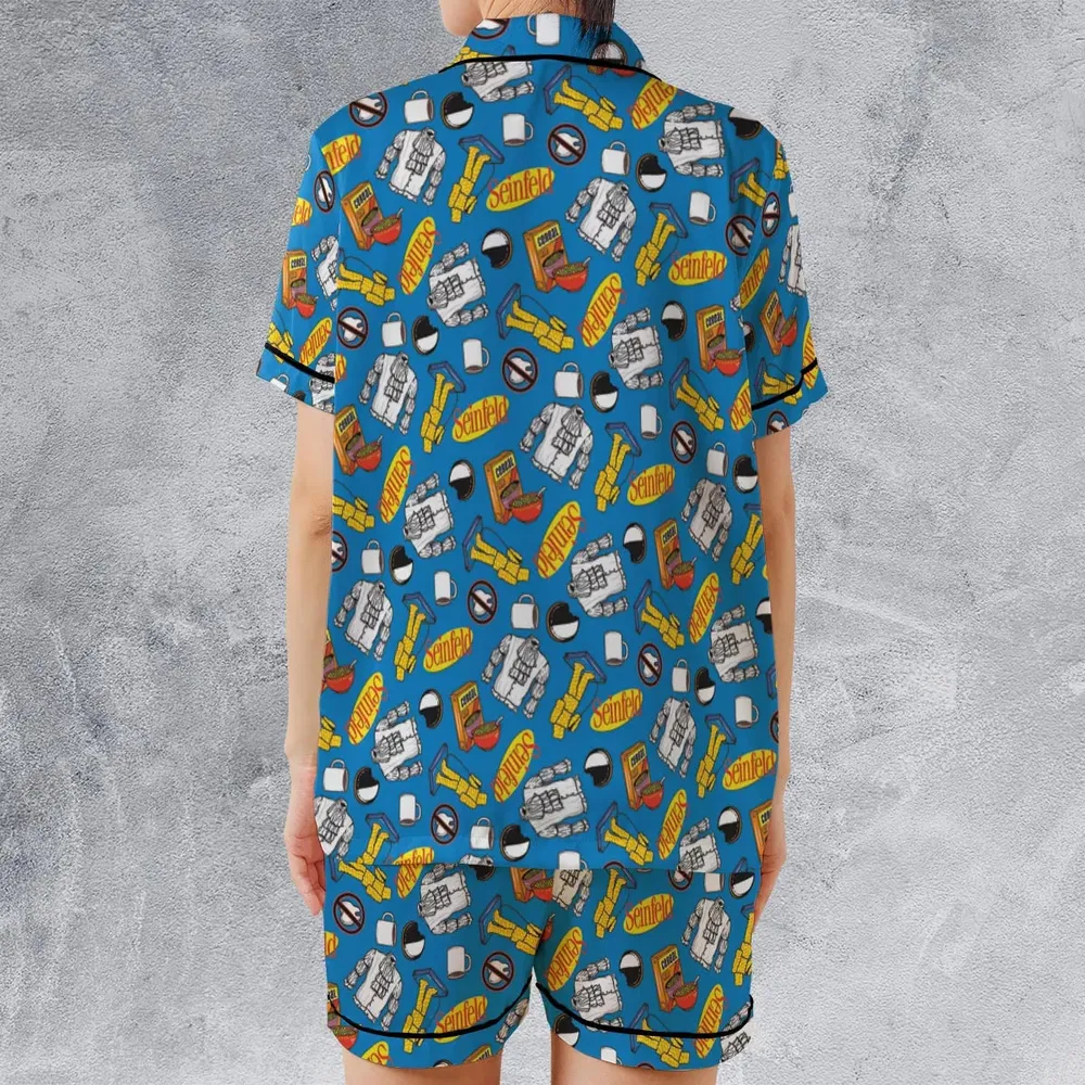 Jerry Seinfeld Comedian Pattern Satin Short-Sleeve Pajamas Set - 2