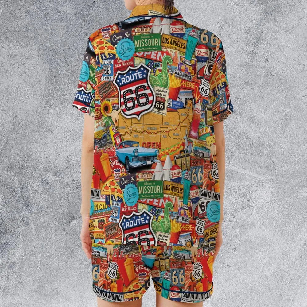 Main State of America Satin Short-Sleeve Pajamas Set - 2