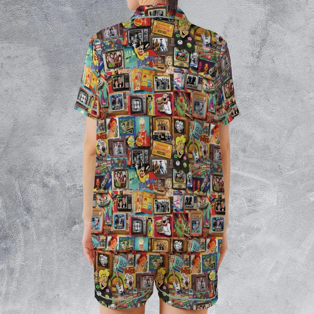 Memory Lane Satin Short-Sleeve Pajamas Set - 2