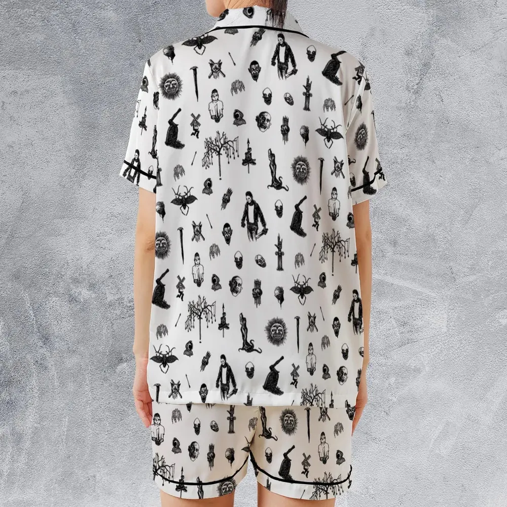 Nosferatu Pattern Satin Short-Sleeve Pajamas Set - 2
