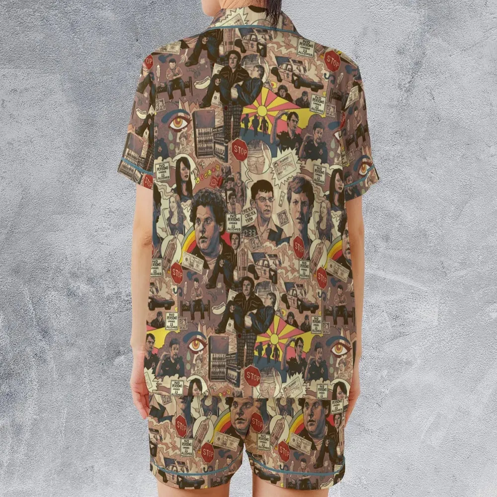 Retro Art Buddies Superbad Satin Short-Sleeve Pajamas Set - 2