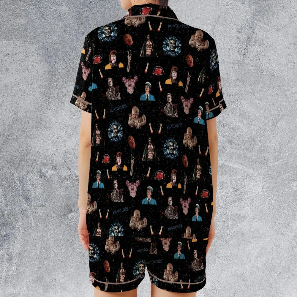 Total Recall Pattern Satin Short-Sleeve Pajamas Set - 2