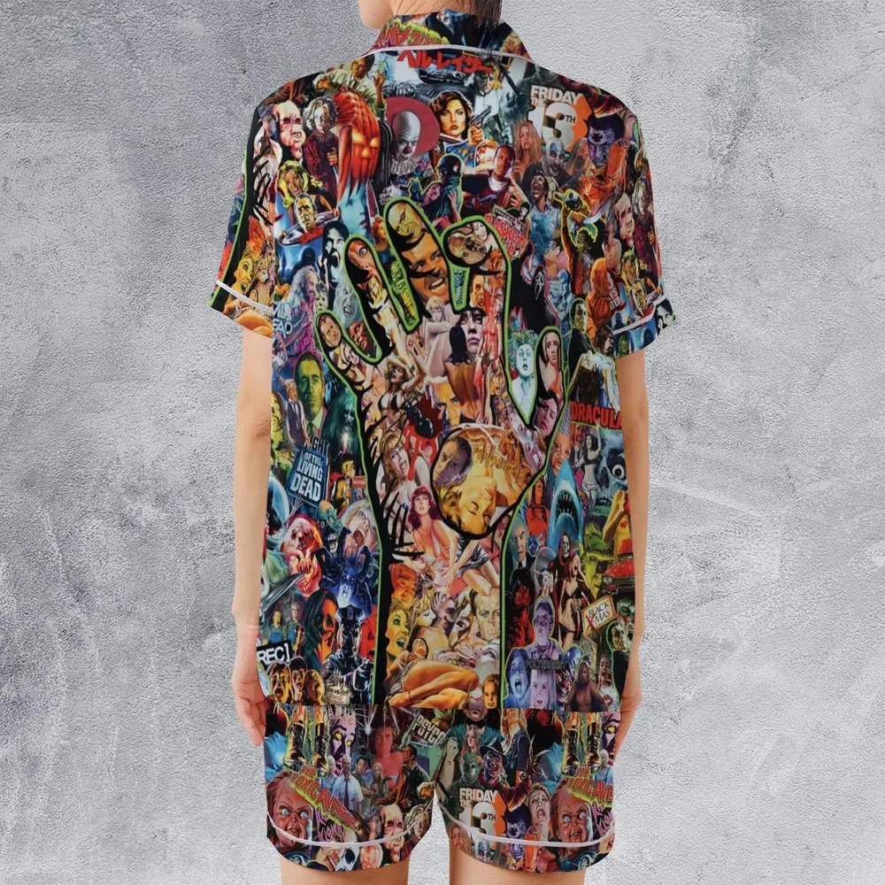 Horror My Love Satin Short-Sleeve Pajamas Set - 2
