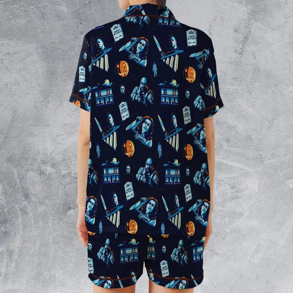 Horror Slasher Michael Myers Halloween Satin Short-Sleeve Pajamas Set - 2