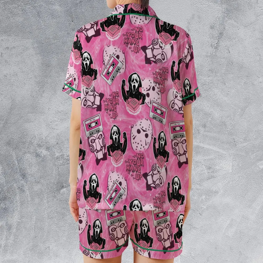 No Your Hang Up Mix Tape Satin Short-Sleeve Pajamas Set - 2