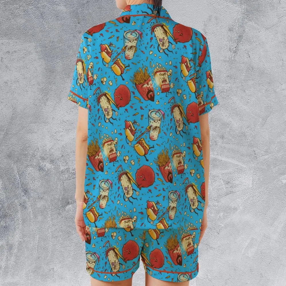 Fight! Aqua Teen Hunger Force Satin Short-Sleeve Pajamas Set - 2