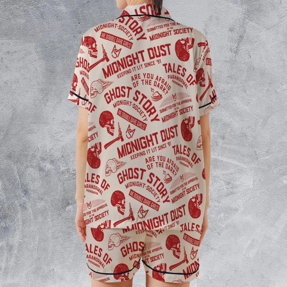 Midnight Dust Are You Afraid Of Dark Satin Short-Sleeve Pajamas Set - 2