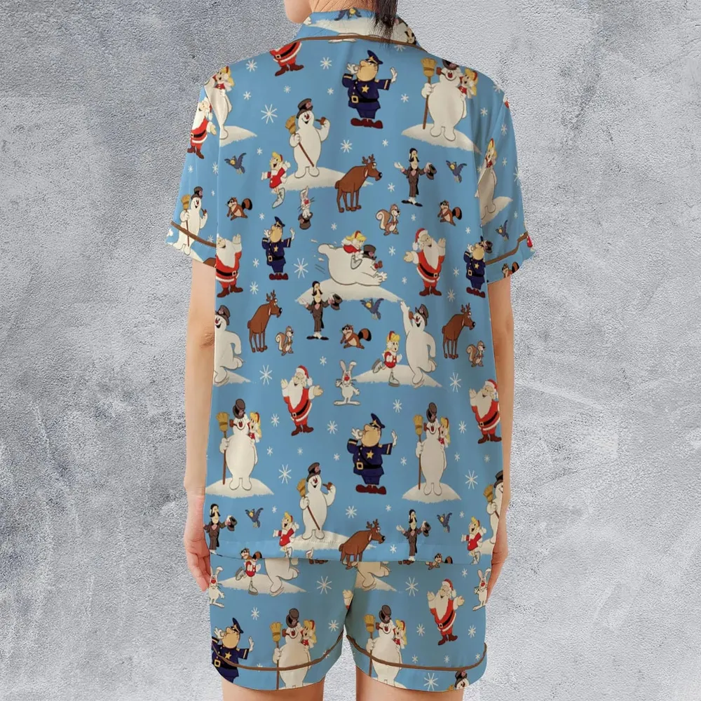 Frosty the Snowman Christmas Characters Satin Short-Sleeve Pajamas Set - 2