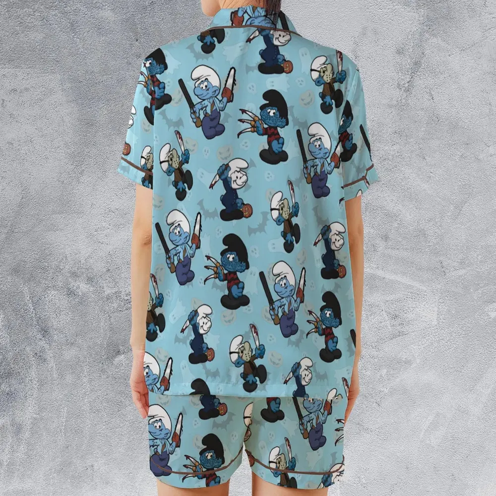 Horror Smurfs Satin Short-Sleeve Pajamas Set - 2