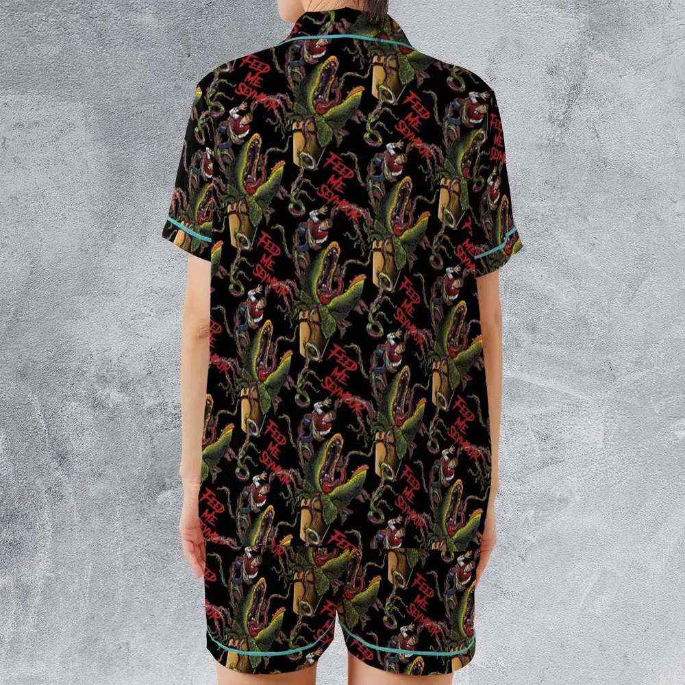 Feed Me Seymour Horror Little Shop Satin Short-Sleeve Pajamas Set - 2