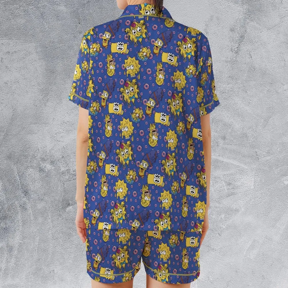 Trippy Simpsons Melting Satin Short-Sleeve Pajamas Set - 2