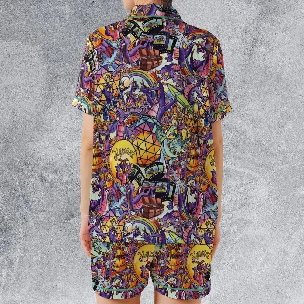 The Cute Dragon Figment Satin Short-Sleeve Pajamas Set - 2