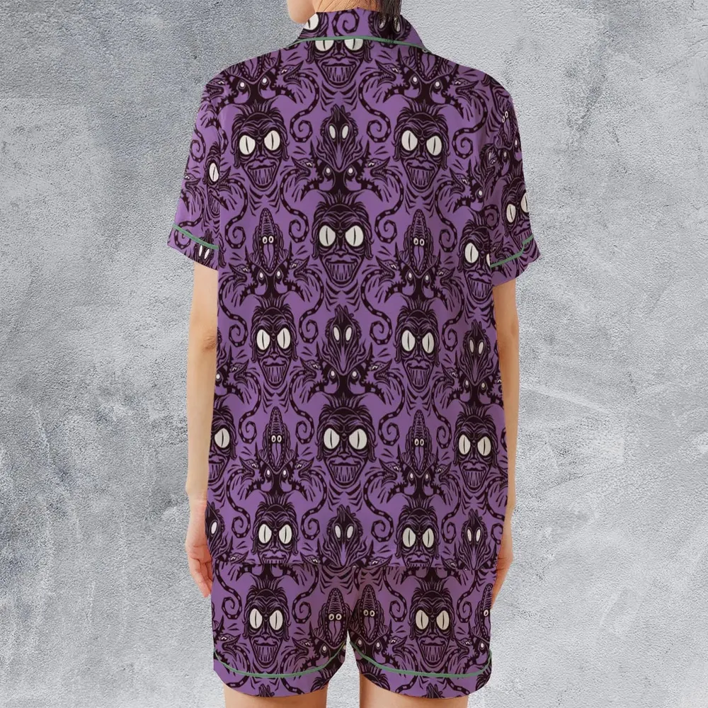 Beetlejuice Haunted Mansion Themed Satin Short-Sleeve Pajamas Set - 2