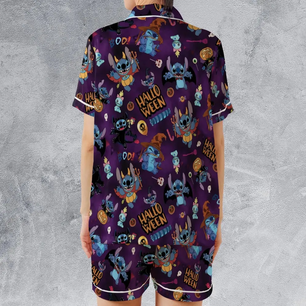 Spooky Stitch Satin Short-Sleeve Pajamas Set - 2