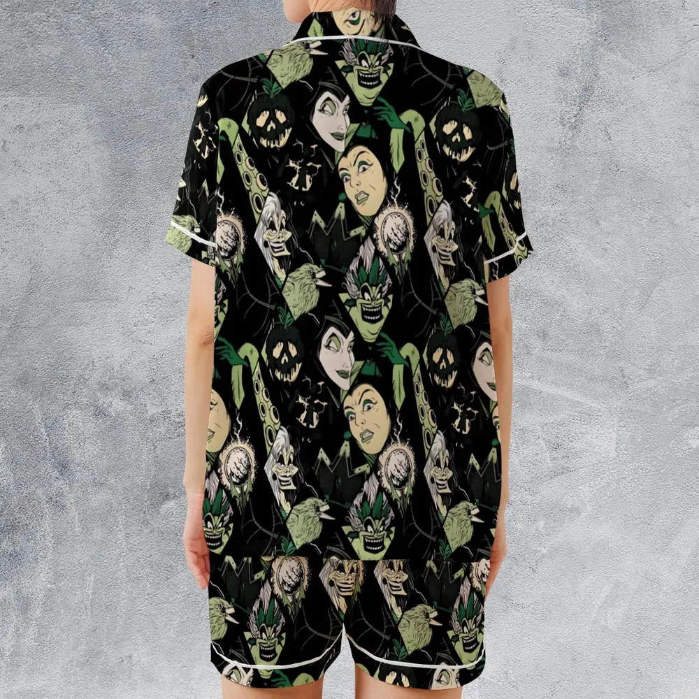 The Villains Pattern Satin Short-Sleeve Pajamas Set - 2