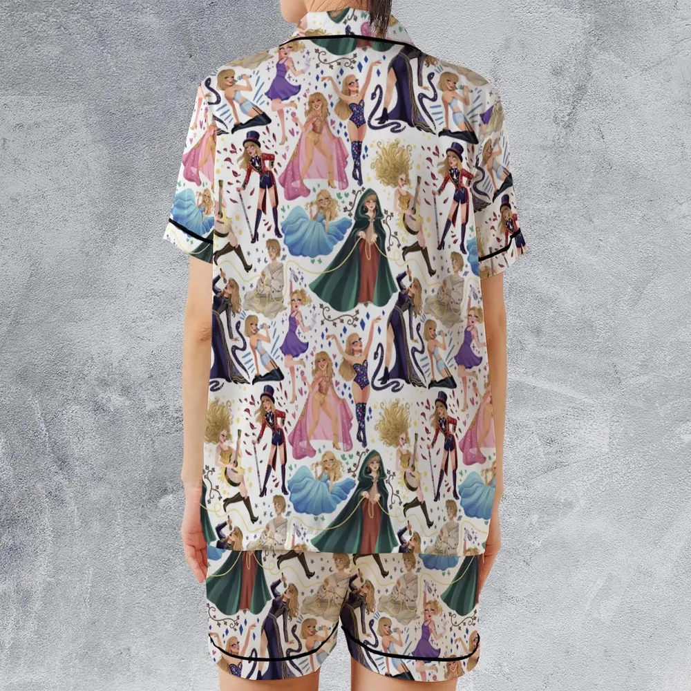 Blondie Colorful Lineup Satin Short-Sleeve Pajamas Set - 2