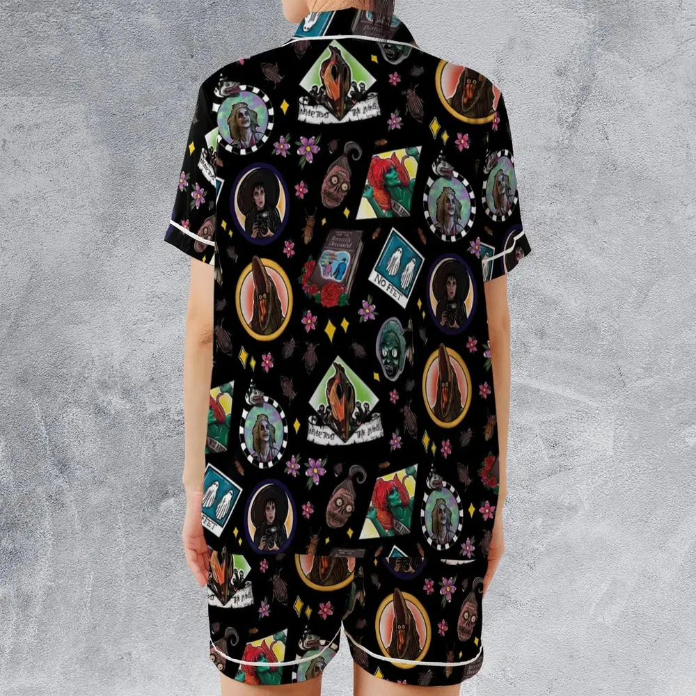 Showtime Beetlejuice Themed Satin Short-Sleeve Pajamas Set - 2