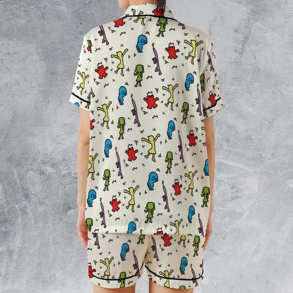 Emotions Pop Inside Out Haring Satin Short-Sleeve Pajamas Set - 2