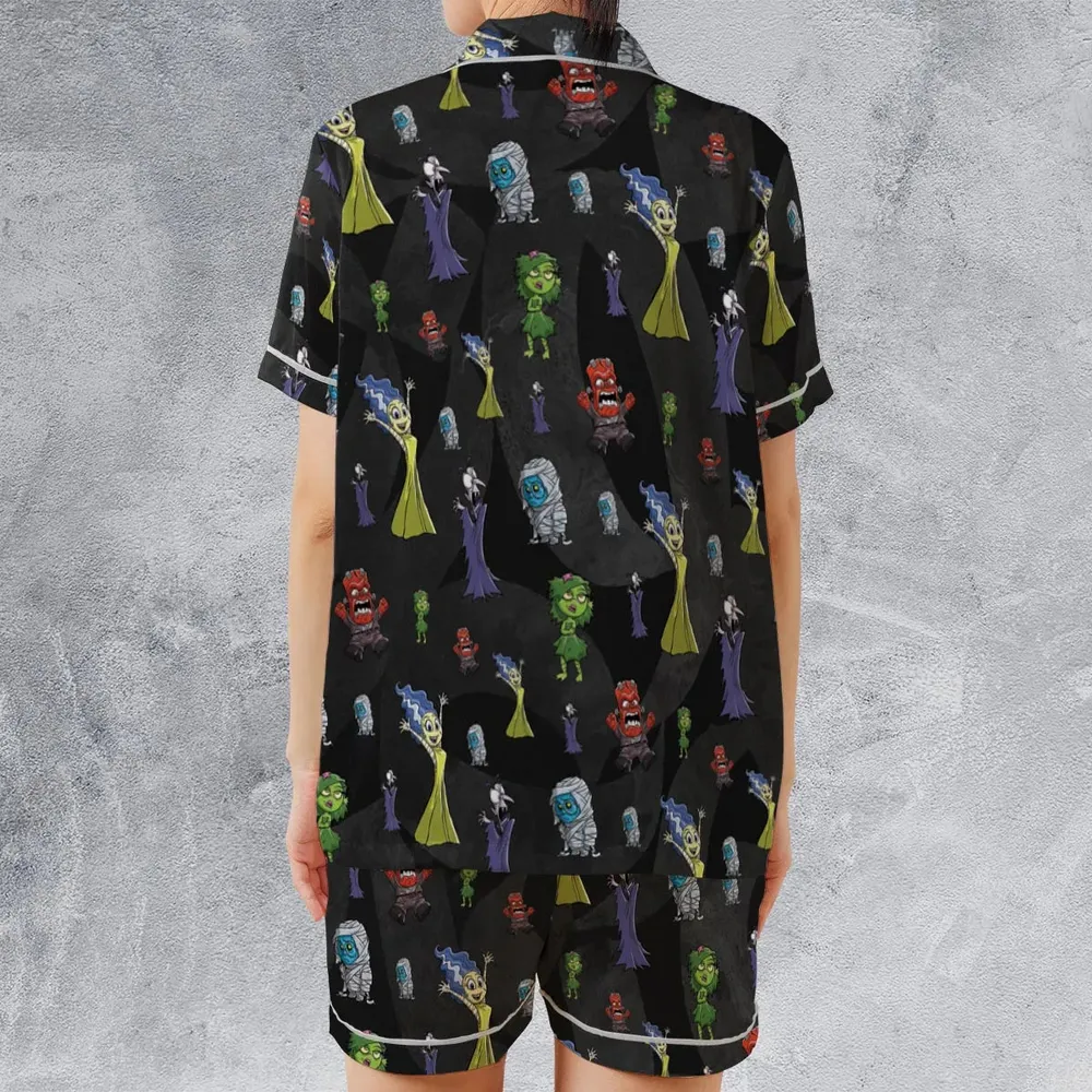 Horror Inside Satin Short-Sleeve Pajamas Set - 2