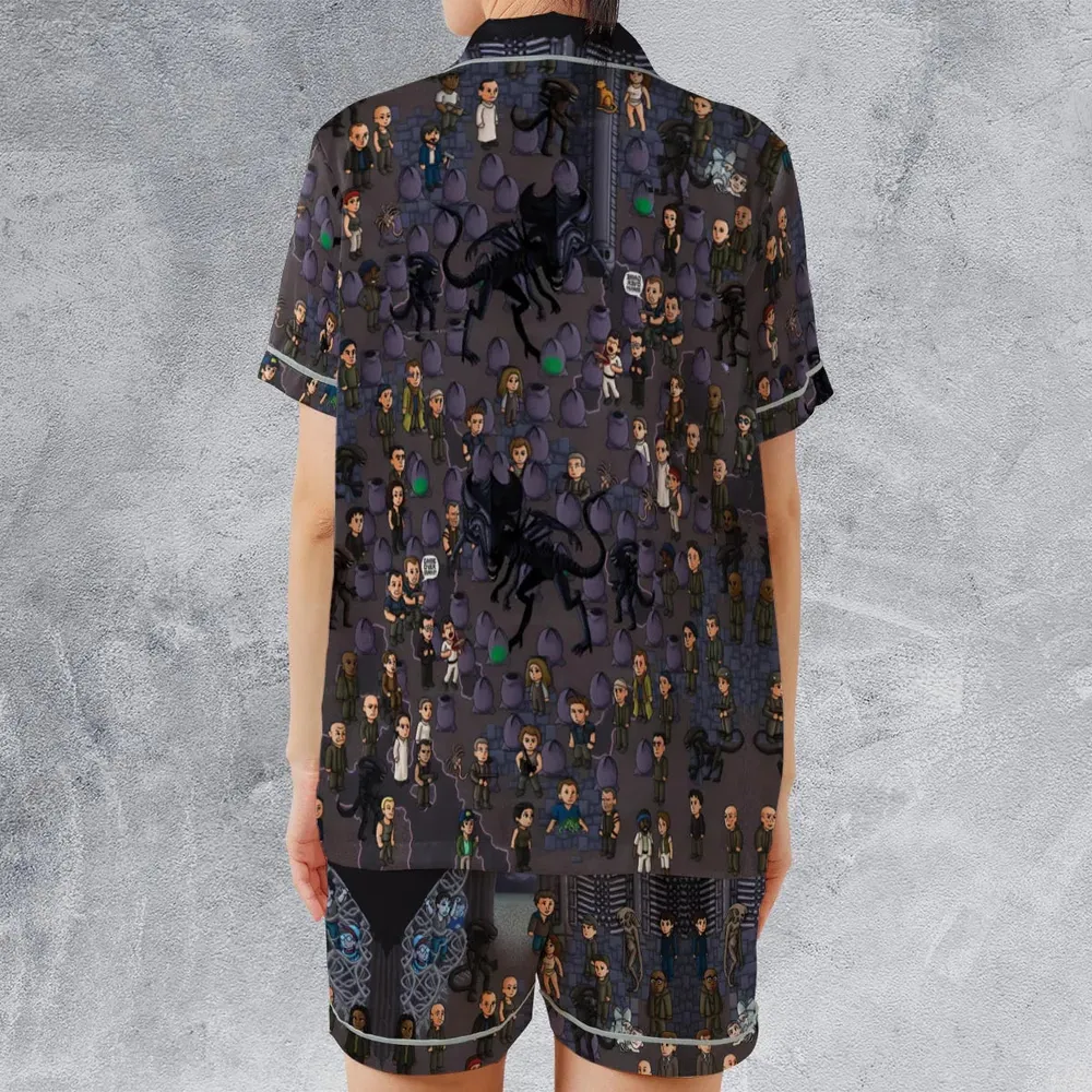 Out of Space Alien Satin Short-Sleeve Pajamas Set - 2