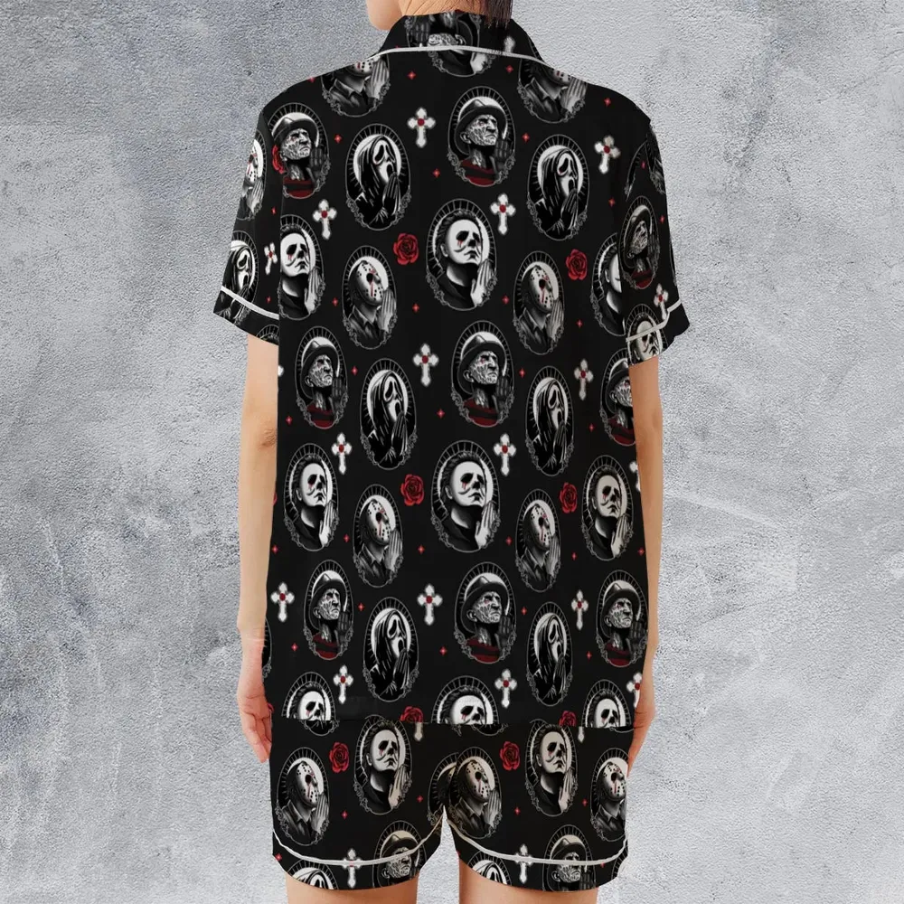 Horror Saints Satin Short-Sleeve Pajamas Set - 2