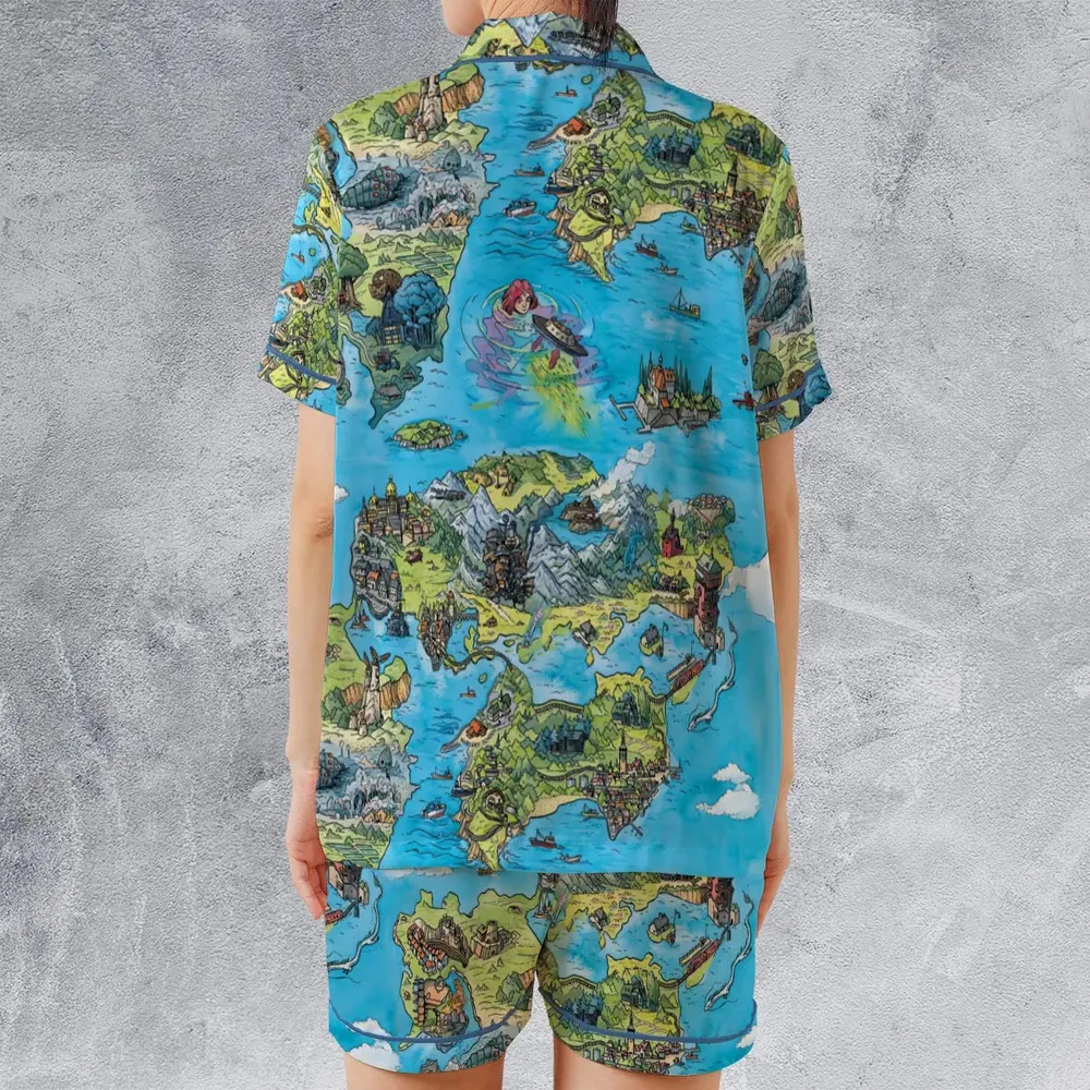 Ghibli Land Satin Short-Sleeve Pajamas Set - 2