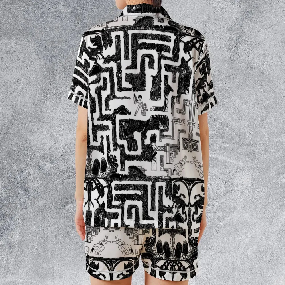 Xenomorph Alien Maze Satin Short-Sleeve Pajamas Set - 2