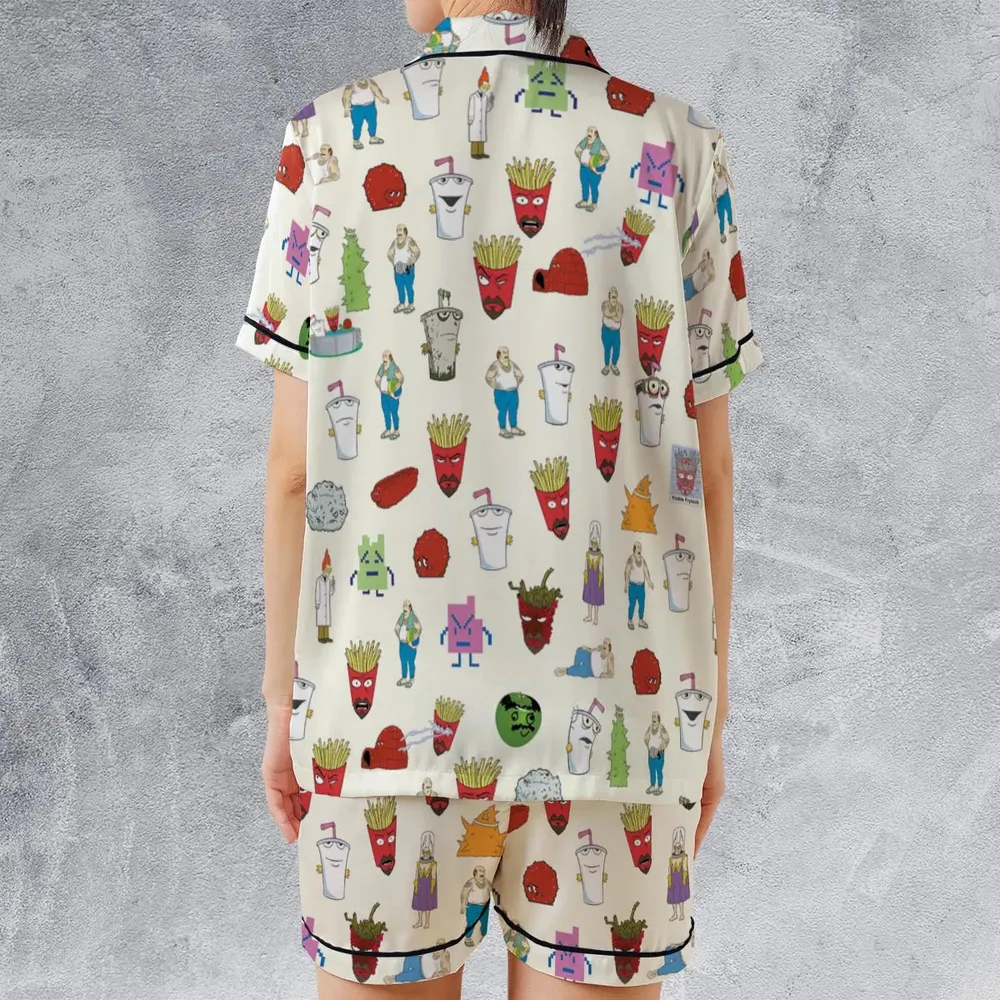 Aqua Teen Style Satin Short-Sleeve Pajamas Set - 2