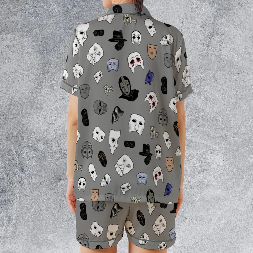 Masks of Phantom of Opera Satin Short-Sleeve Pajamas Set - 2