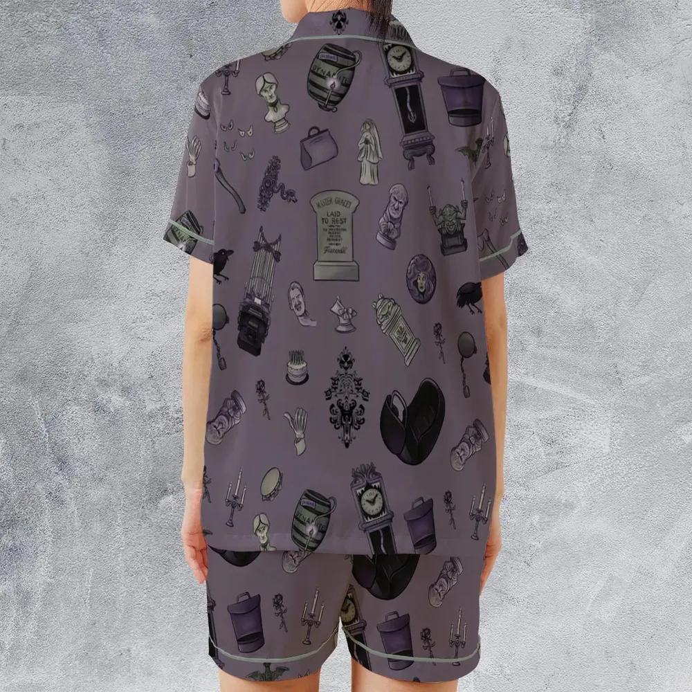 Welcome Foolish Mortals Haunted Mansion Satin Short-Sleeve Pajamas Set - 2