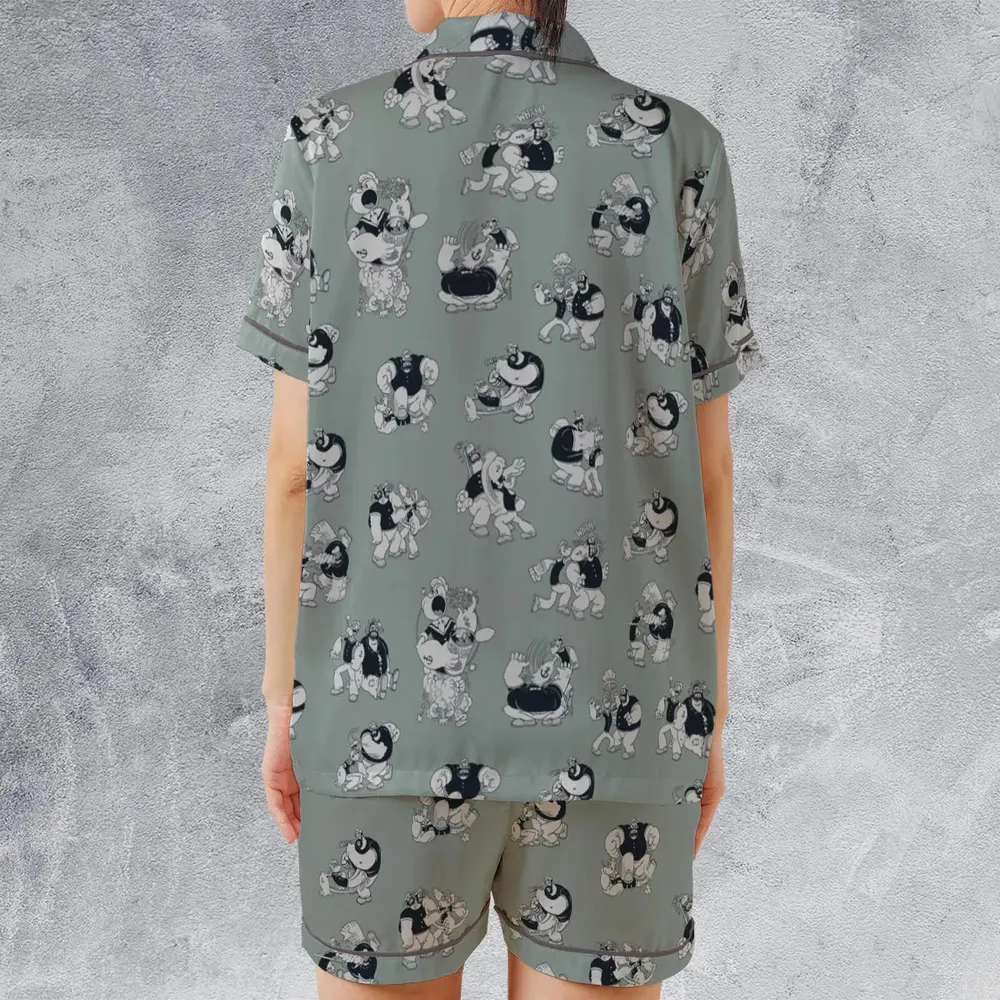 60s Sailors Battle Pattern Satin Short-Sleeve Pajamas Set - 2
