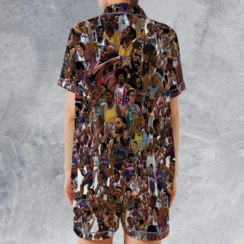 Basketball Superstars Satin Short-Sleeve Pajamas Set - 2
