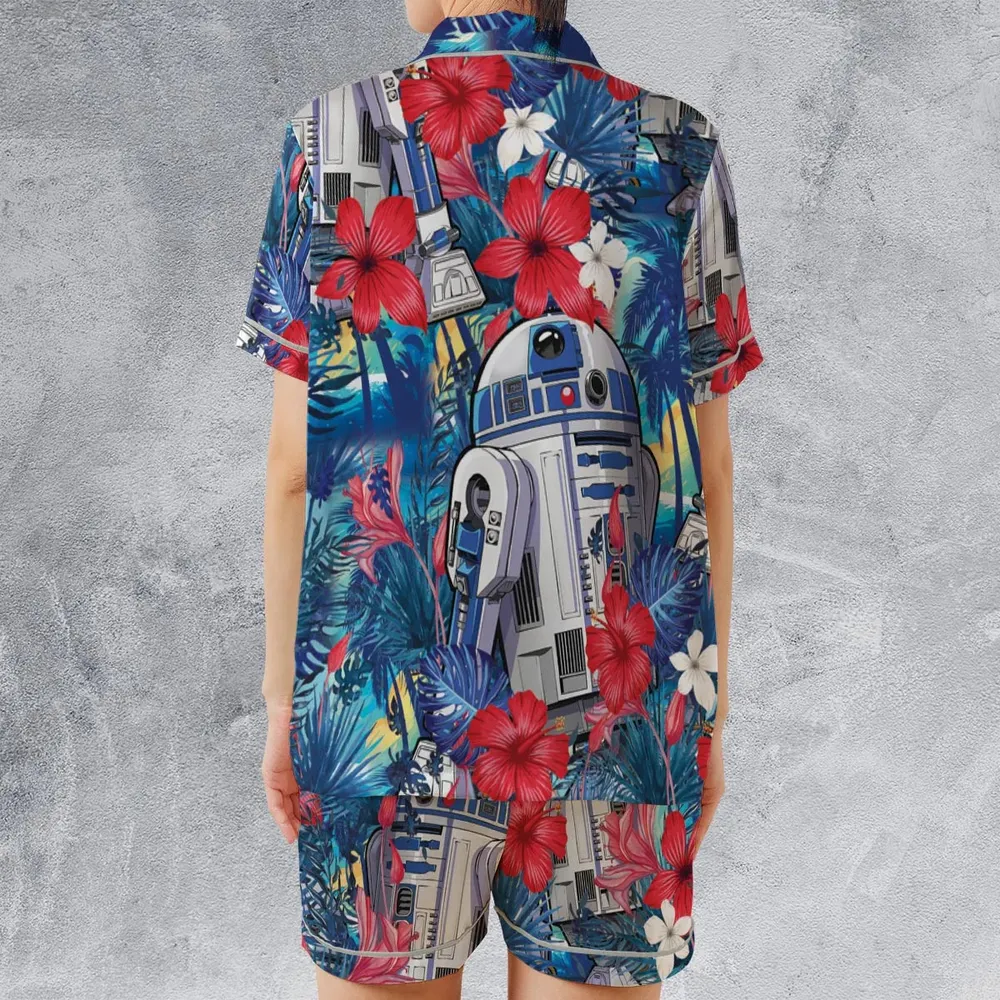 Summer Vacation R2 D2 Tropical Satin Short-Sleeve Pajamas Set - 2