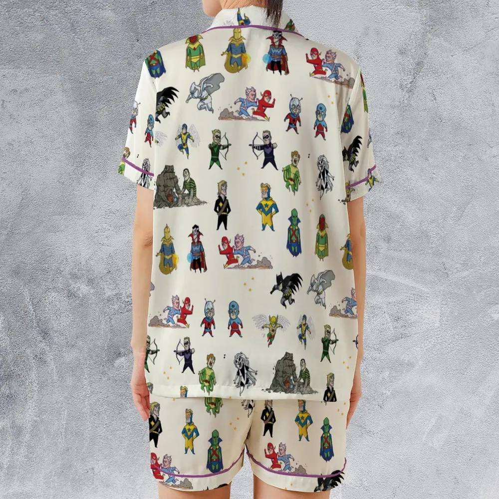 Chillin' and Battle Marvel vs DCU Satin Short-Sleeve Pajamas Set - 2