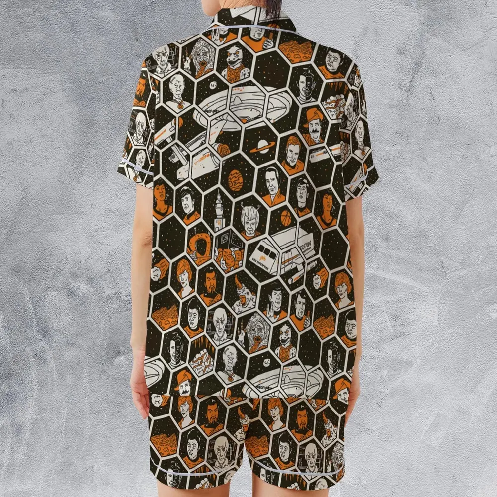 TrekToon Star Trek Hive Pattern Satin Short-Sleeve Pajamas Set - 2